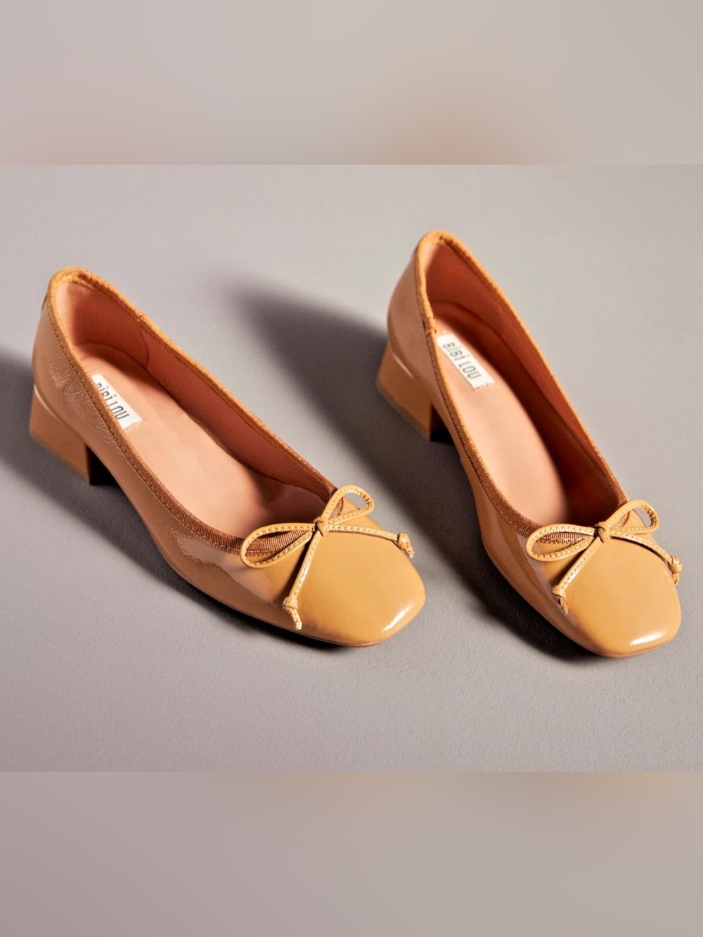 Bibi Lou Patent Ballet Flats in Tan Patent